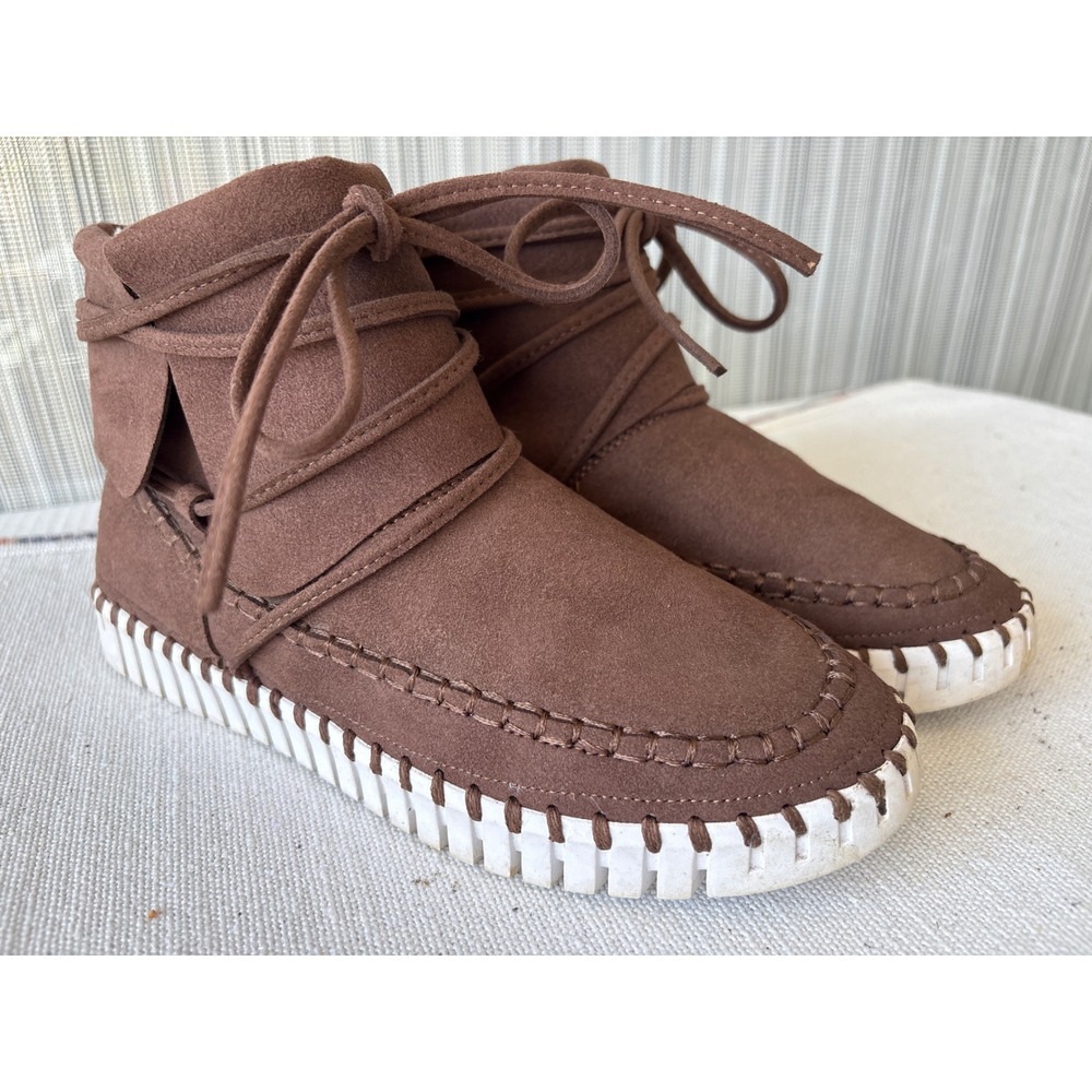 Ilse Jacobsen Tulip Brown Faux Suede Fur Lined Ankle Boots Women 37